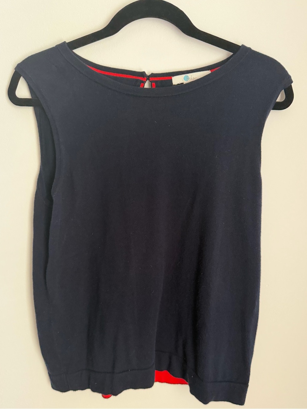 Sleeveless Navy Cotton Shell Sweater Vest Top by Boden Medium